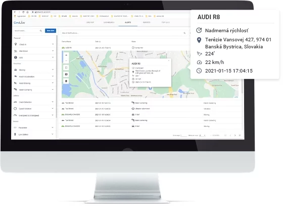 GPS lokátor Sledovanie polohy Monitoring vozidiel