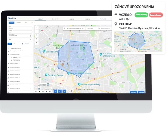 GPS Geografické zóny Sledovanie polohy