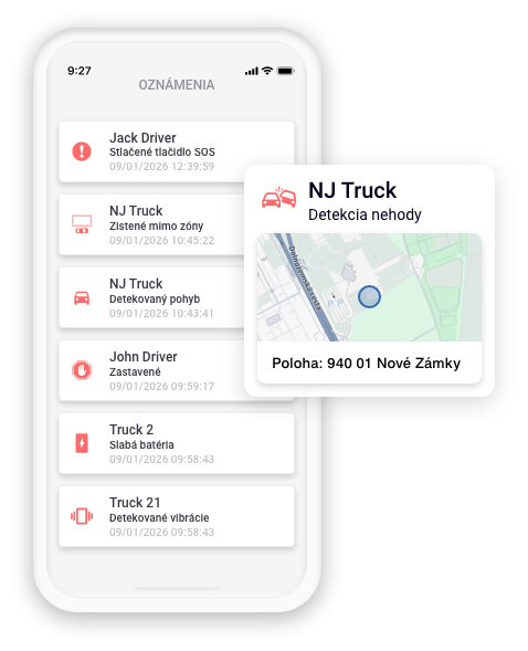 Upozornenia mobilnej GPS aplikácie