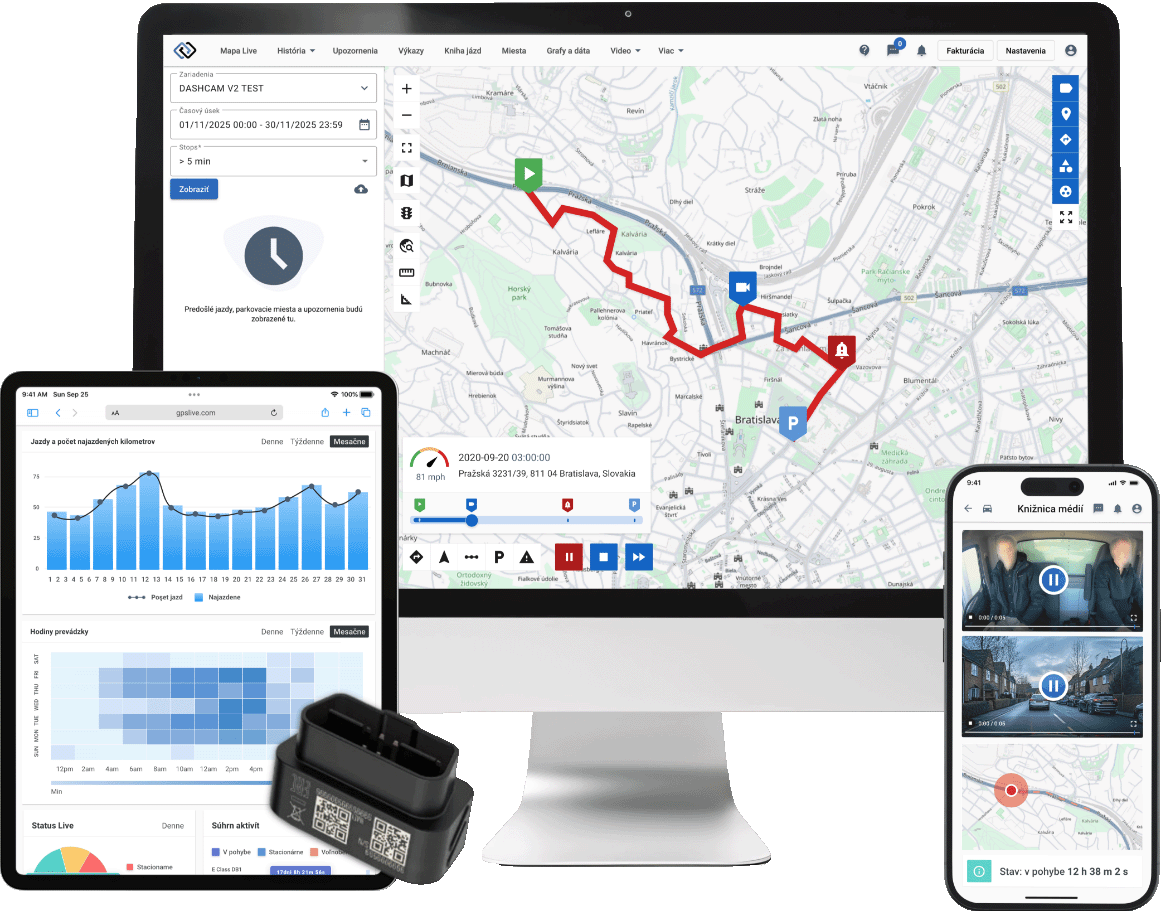 Demo verzia aplikácie GPSLive na tablete a smartfóne – GPS sledovanie vozidiel v reálnom čase