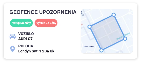 Geografické zóny GPSLive s upozornením pri vjazde a výjazde vozidla